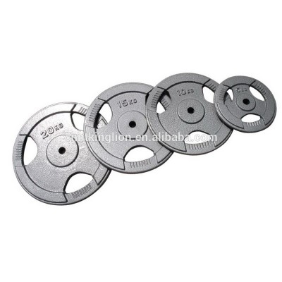 Three Holes Strength Equipment Gray Handle Fitness Power Training Painted Weight Plate