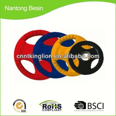 Colorful tri-cuts rubber coated weight plate with steel insert